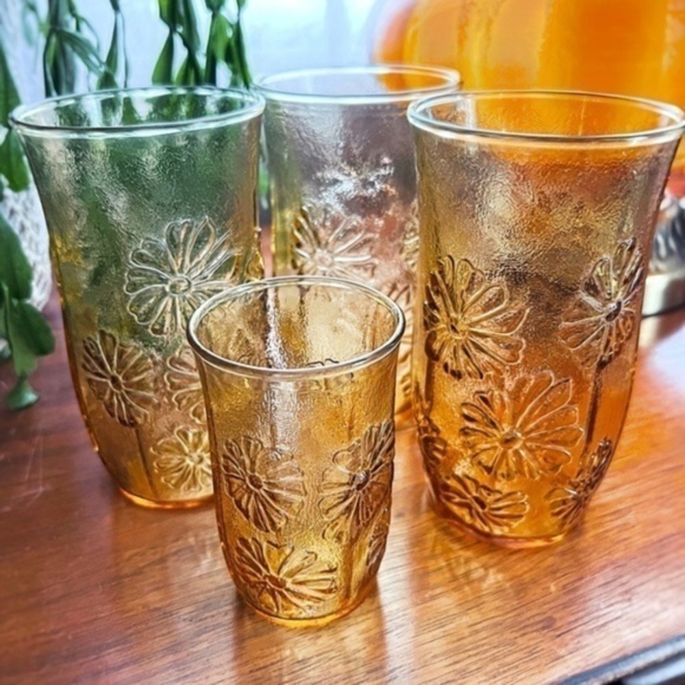 Vintage Springsong Honeygold Glass Set